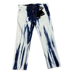 DSQUARED 2 (NWT) Mid Rise Crop Bleach Tie Dye Designer Denim Jeans Size 4 Small